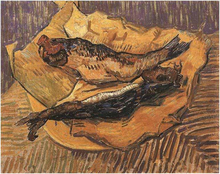 Vincent Van Gogh Bloaters on a Piece of Yellow Papers France oil painting art